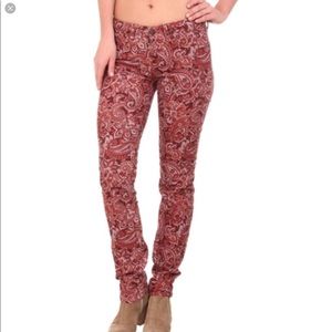 Prana paisley pattern corduroy pant size 2 brown